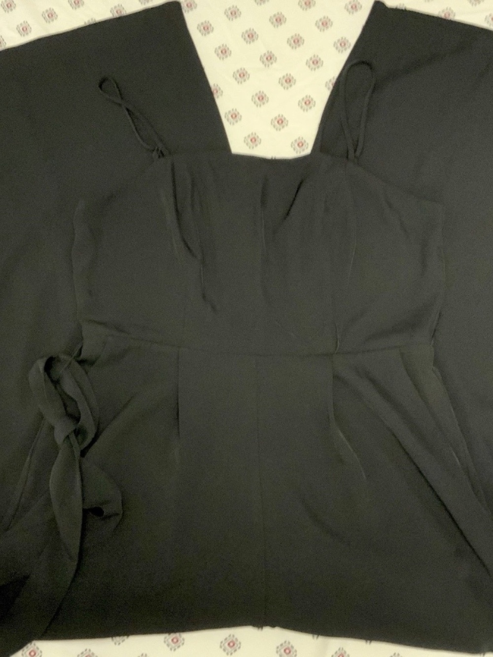 Nine West Women’s Large Formal Romper Black Strap Wide Leg Tied Flowy Chic
